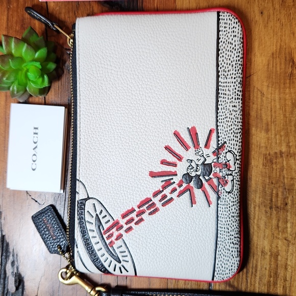 Coach Disney Mickey Mouse X Keith Haring Small Wristlet - NWT - Picture 2 of 9